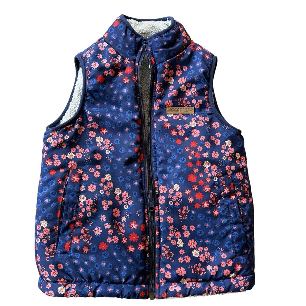Buffalo David Bitton‎ Reversible Vest Blue Puffer Sherpa Girl's X-Small 5/6